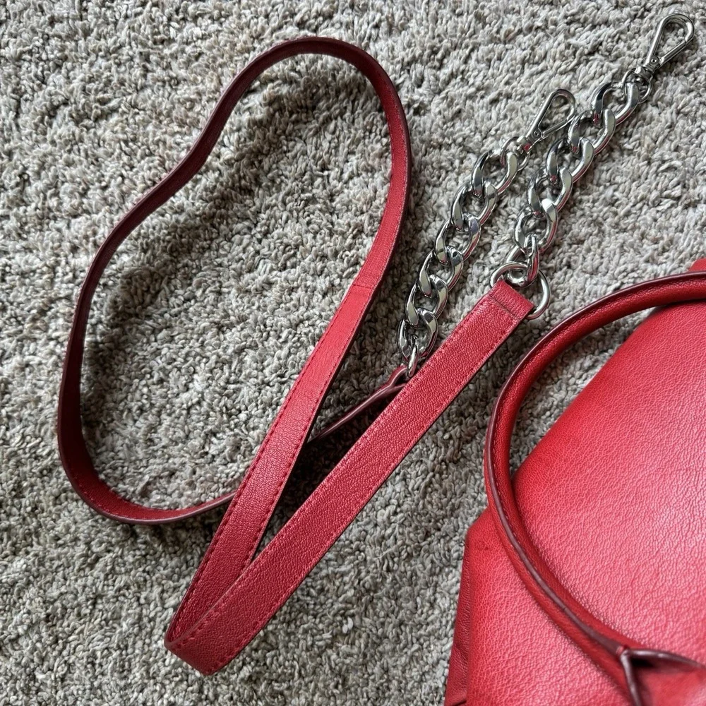 Michael Kors Red Leather Handbag Purse Shoulder Bag ~ Crossbody Strap